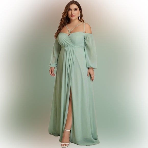 2/$100 SHEIN Belle Off Shoulder Bridesmaid Dress Formal Plus Size 14 1XL NEW NWT - Picture 3 of 7